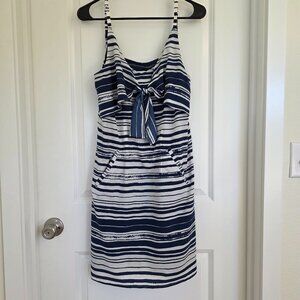 CAbi nautical knot blue white stripe dress Sz S